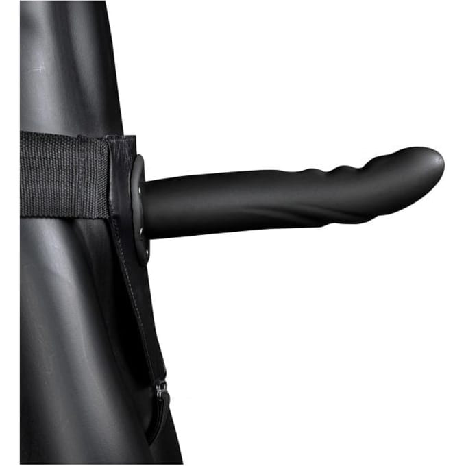 Ouch - Holle Strap-on dildo met ribbels 20 cm - Zwart