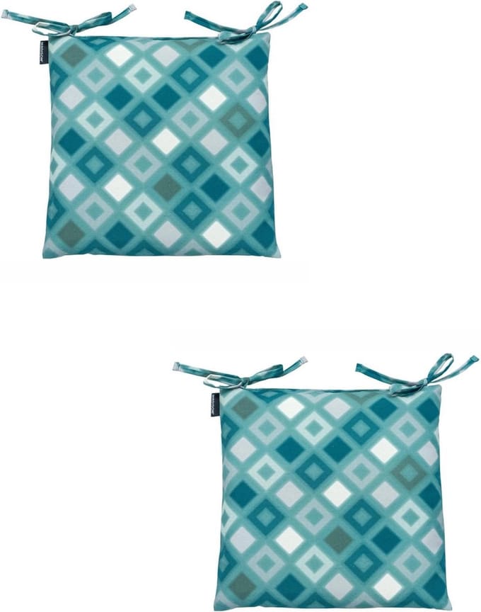 Madison - Zitkussen - Universeel - 2 stuks - 46 x 46 cm - Grids Sea Blue - Tuin