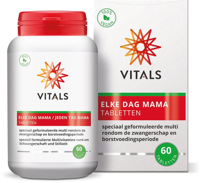 Vitals Elke Dag Mama - 60 tabletten - multivitamine. Speciaal geformuleerde multi rondom de zwangerschap en borstvoedingsperiode.