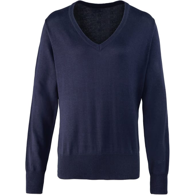 Premier Dames/Dames Gebreid Katoen Acryl V Hals Sweatshirt (Marine)