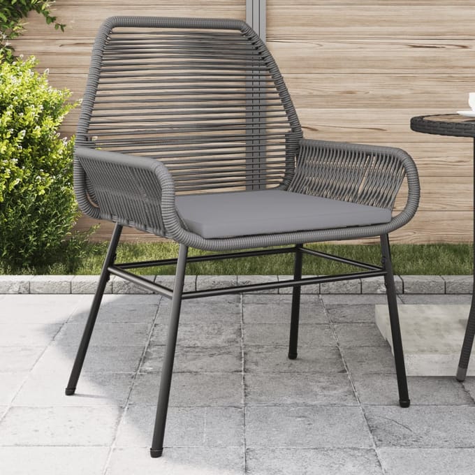 vidaXL - Tuinstoelen - 2 - st - met - kussens - poly - rattan - grijs
