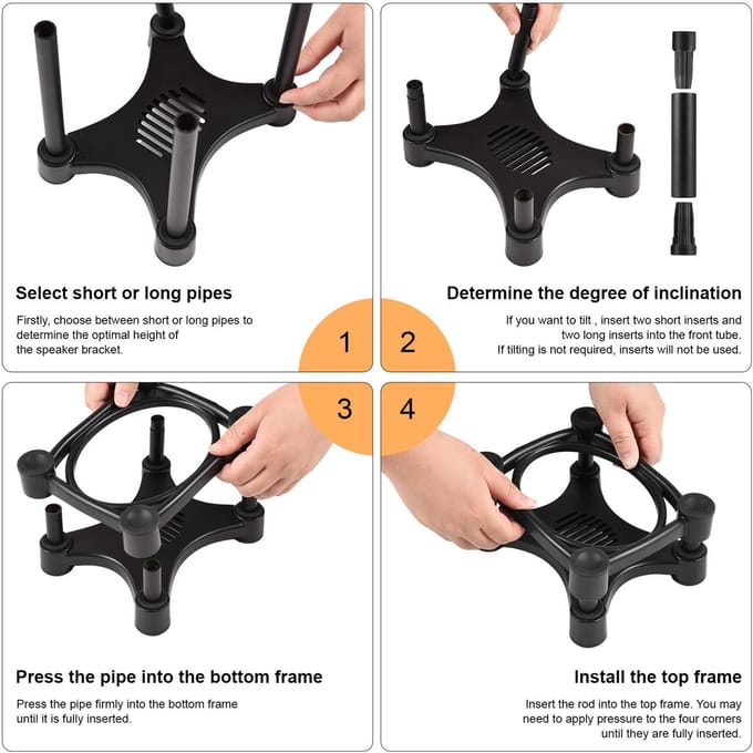 Supports d'enceintes de bureau Support pour moniteur Support amortisseur de chocs avec angle d'inclinaison réglable Antidérapant et stable noir