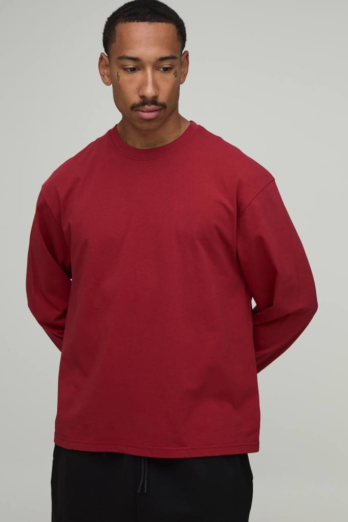 Essentieel Oversized T-shirt Met Lange Mouwen | Red | Size Medium