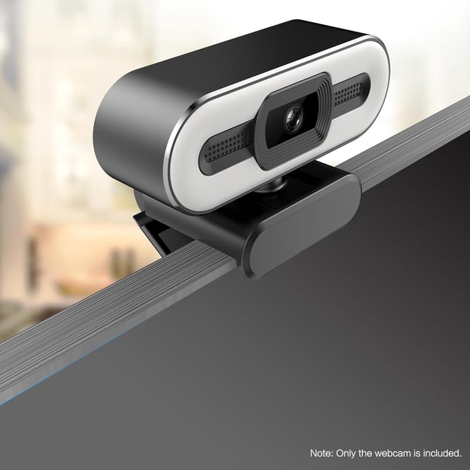 Webcam USB 4K Plug and Play avec éclairage de microphone intégré pour diffusion en direct d'appels vidéo Full HD noir