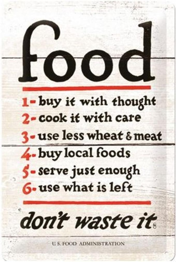 Food Rules Don't Waste It Metalen Bord 20 x 30 cm