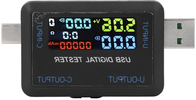 USB Power Meter - Stroom Tester - Elektronica Testen - IPS HD Display - 5-36V 0-8A - Zwart