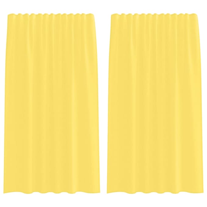 vidaXL - Gordijnen - voile - met - roedezakken - 2 - st - geel