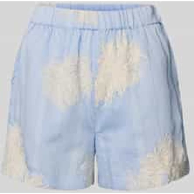 straight fit short met florale sierapplicaties model 'Kana'
