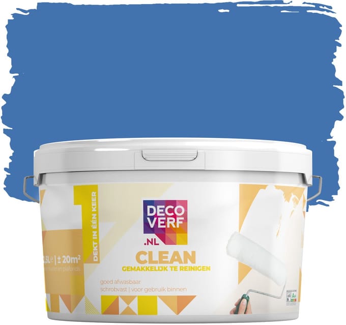 Decoverf clean muurverf warmblauw, 2.5L