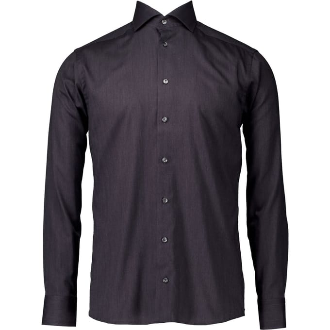 Eton Herringbone Wrinkle Free Flannel Shirt Lange Mouw Overhemden Anthraciet 100012184