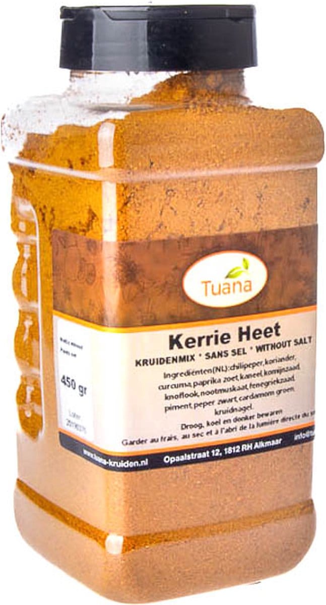 Tuana Kruiden - Kerrie Heet - Strooibus 450 Gram - Tuanashop - GP-K-0052