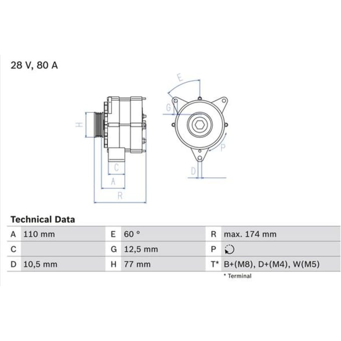 Driefasige generator BOSCH 0 986 039 790
