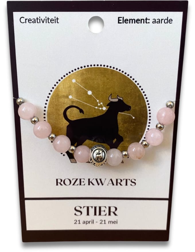 Roze kwarts sterrenbeeld armband - Stier