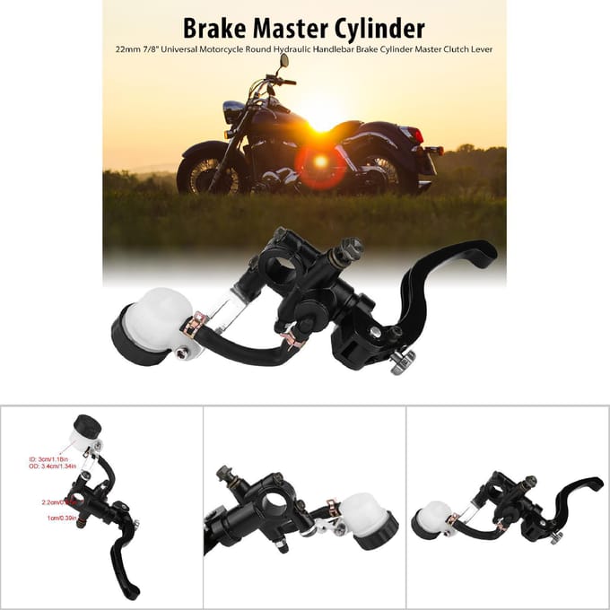 22mm 78  Motorfiets Hydraulische Stuurrempomp Cilinder Hoofdkoppelingshendel Rechts black