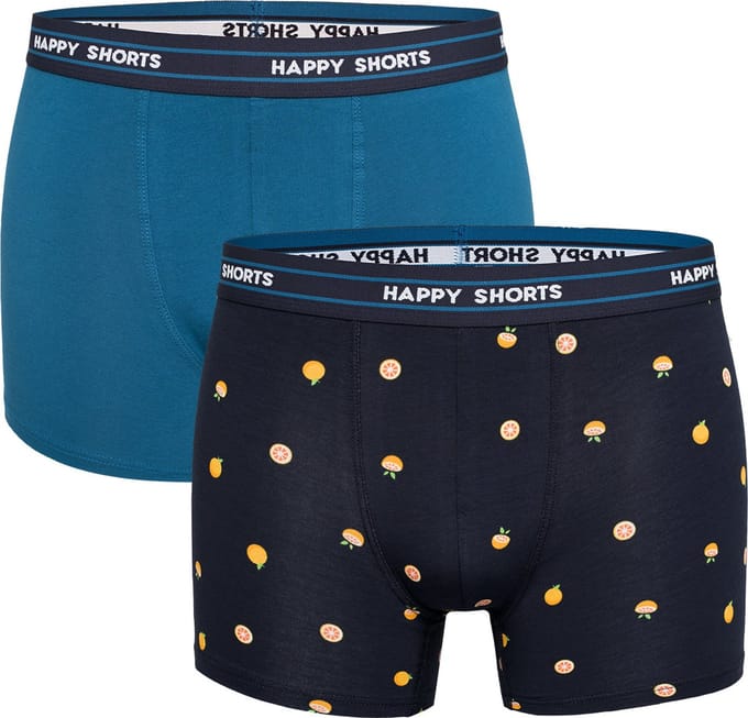 Happy Shorts 2-Pack Boxershorts Met Print Heren Grapefruit - Maat XL