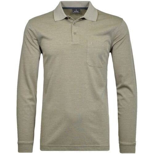 Ragman Softknit Polo Longsleeve Uni Breast Pocket Kitt / male