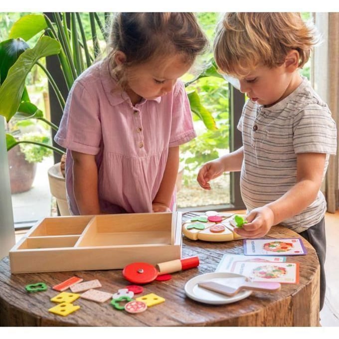 Gourmet pizza set hout