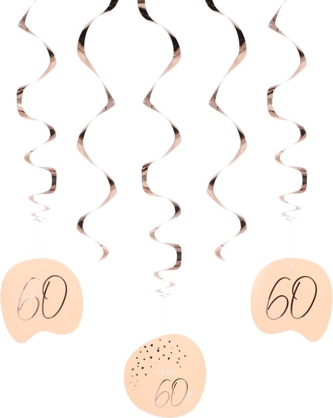 Folat - Hangdecoratie Elegant Lush Blush 60 Jaar - 5 stuks