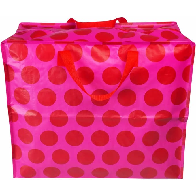 XXL tas / Jumbo shopper Spotlight red on pink - Roze met rode stip