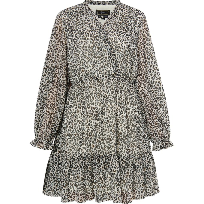 Faina Mini-jurk met luipaardprint Dames Wit Veelkleurig