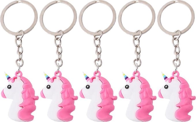 5x Roze Unicorn Emoji Sleutelhanger