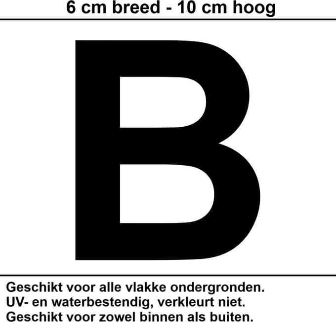 Huisnummer Sticker | Letter B | 10 CM ZWART | Container Sticker | Letter Stickers