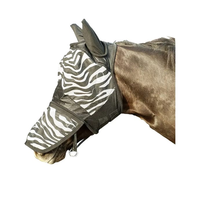 Vliegmasker voor paard met neuskap HKM Zebra