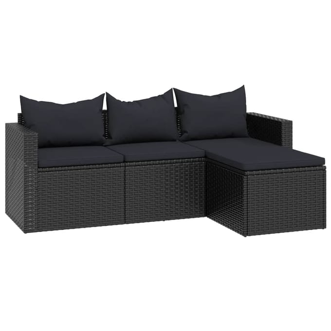 vidaXL - Loungeset - poly - rattan - zwart
