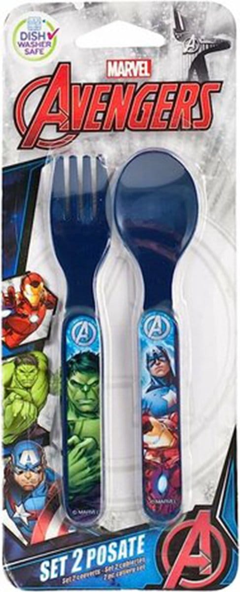 Marvel Avengers - 2-delig bestek van hard plastic - Blauw - Lepel en Vork - kinderbestek