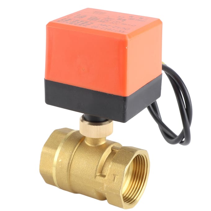 Soupape à boisseau sphérique motorisée en laiton à 2 voies 3 fils DC 12‑24V Vanne électrique DN32 G1‑1 4