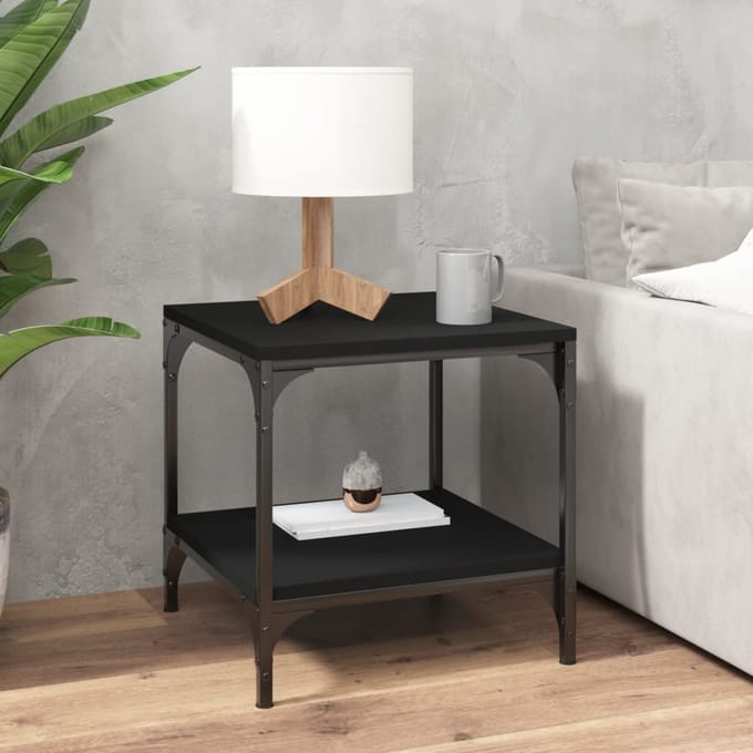 vidaXL - Bijzettafels - 2 - st - 40x40x40 - cm - bewerkt - hout - zwart