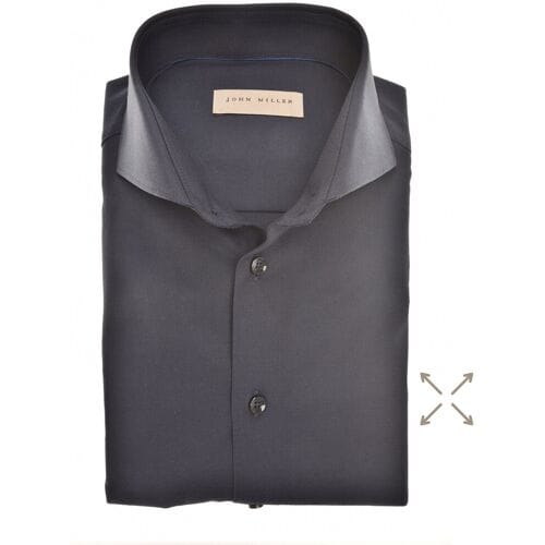 John Miller Overhemd Slim Solid Color Cotton Blend 360 Stretch Navy / male