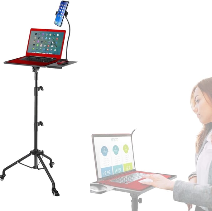 CLVP® Projector Statief – Beamer Statief Met Laptop Verdieping – Verstelbaar Standaard – Met Wieltjes