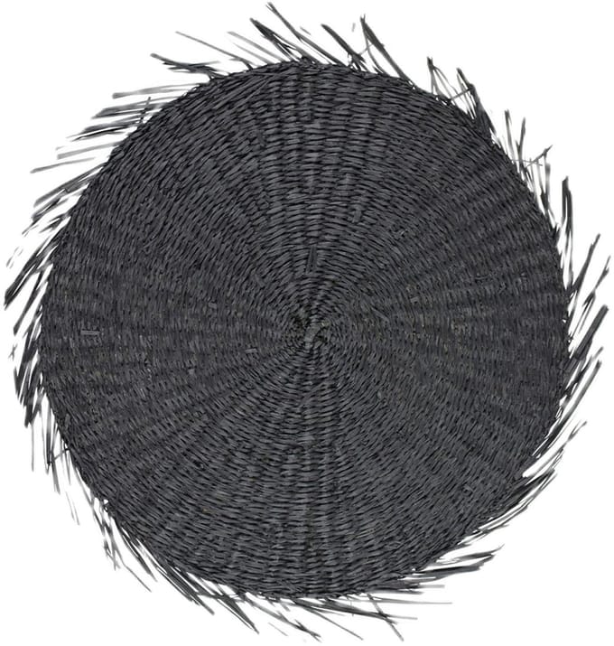 zeegras placemat rond zwart franjes 38cm