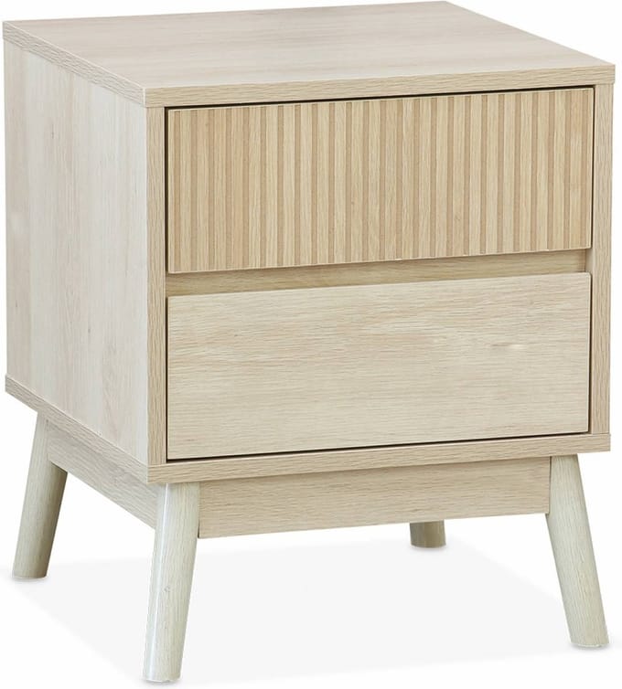 sweeek - Nachtkastje, walnoothout decor, linear, l 40 x b 39 x h 48cm