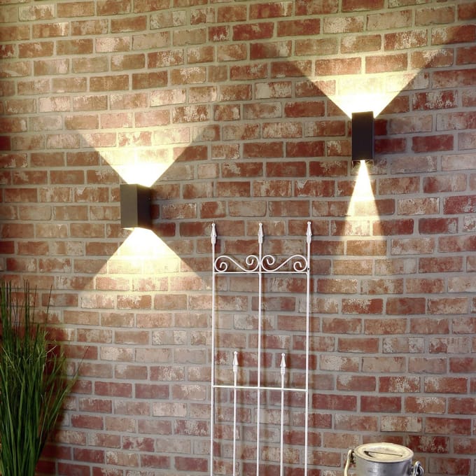 Deko-Light LED buiten wandlamp Arcturus, breedte 8 cm, grafiet 2-lamps IP54
