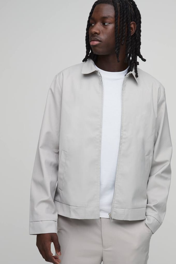 Getailleerd Regular Fit Jasje Met Ritskraag Uit Co-ord Set | Stone | Size Medium