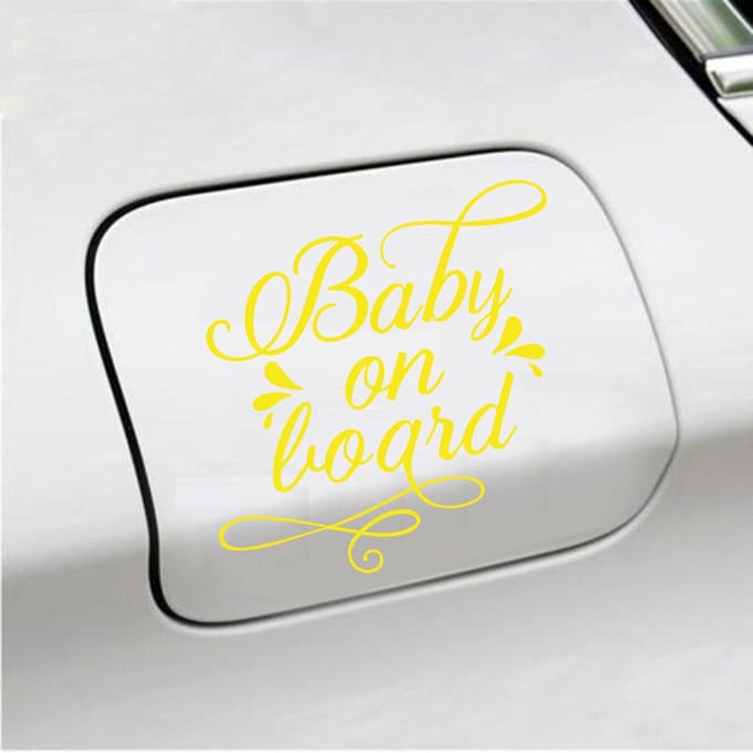 Bumpersticker - Baby On Board - 12,1 X 13,1 - Geel