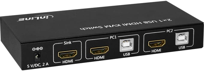 InLine® 2-Poorts Desktop KVM Switch, HDMI 4K2K, USB 2.0 hub, met audio