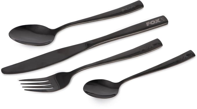 Fox Cookware Black Stainless Cutlery Set (4pcs) - Camping Kookgerei