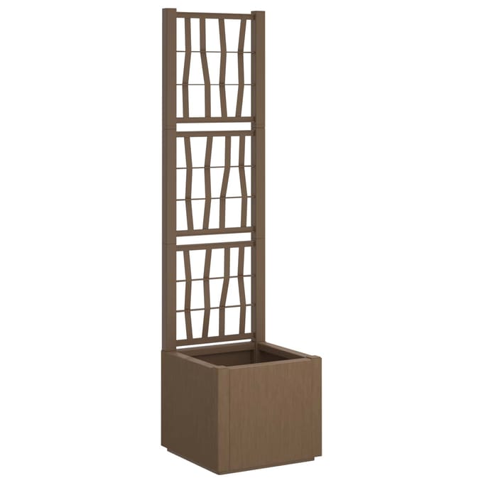 vidaXL - Tuinplanter - met - Trellis - Bruin - 36 - x - 36 - x - 140 - cm - PP