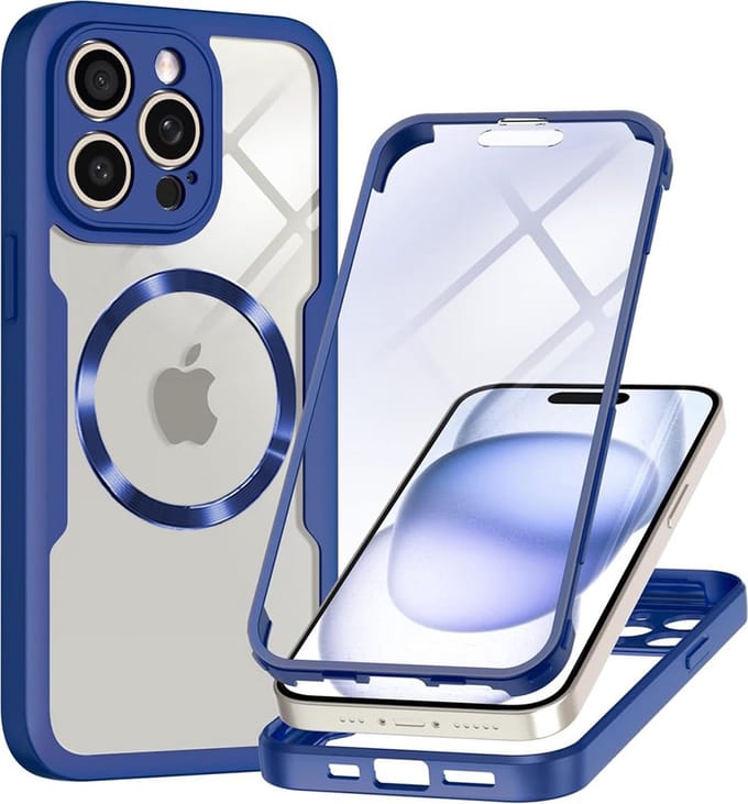Hoesje geschikt voor Apple iPhone 14 Pro Max - Techsuit ColorVerse 360 Case met Screenprotector - Geschikt voor MagSafe - Blauw