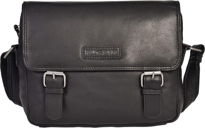 Hillburry Lederen schoudertas / crossbody tas - zwart