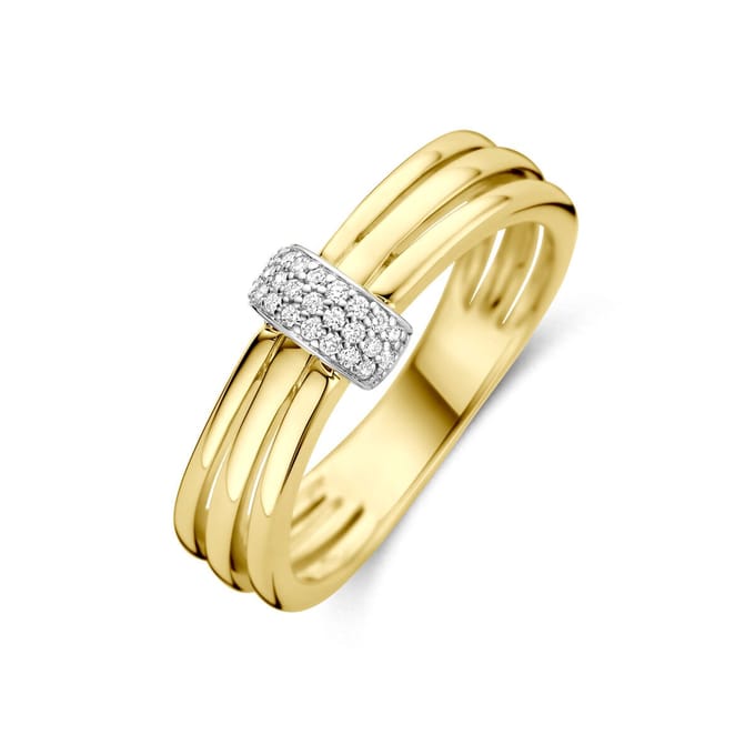 14K bicolor gouden ring diamant 0.08ct h si - 4209106