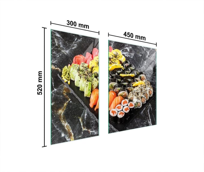 TMK ArtDeko - Serie - Glazen Beschermplaat - 75x52 cm - Sushi Design