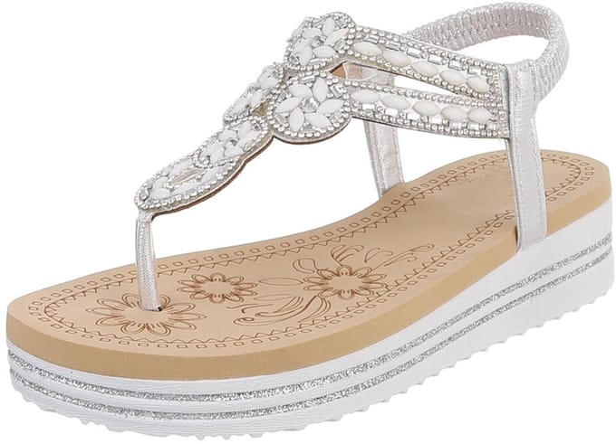 Damessandaal sleehak met strass en elastische hielband Mt:38