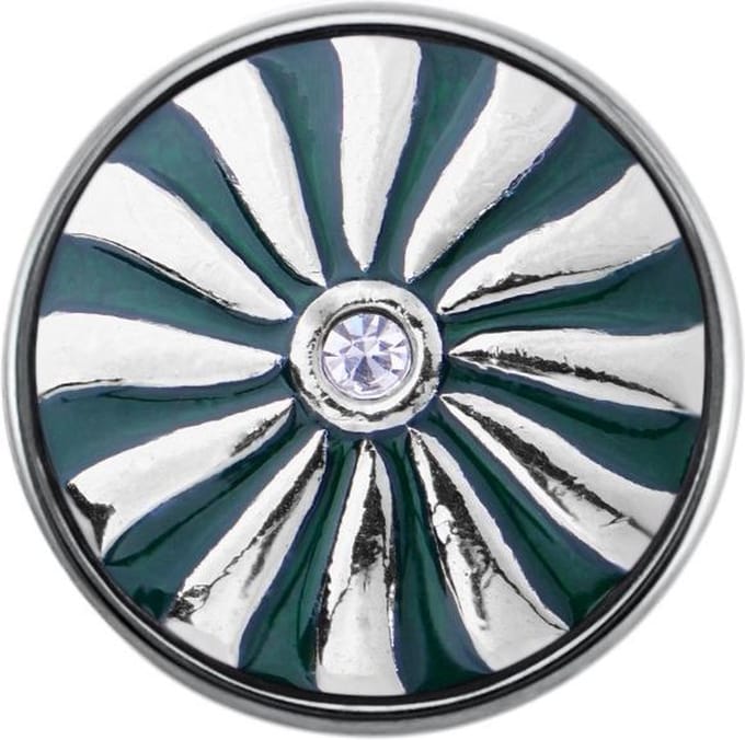 Quiges - Dames Click Button Drukknoop 18mm Bloem Groen - EBCM289