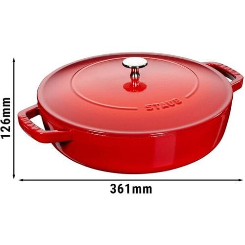 STAUB BRAISERS - Sauteerpan met Chistera Drop Structure - 280mm - Gietijzer - Kersenrood