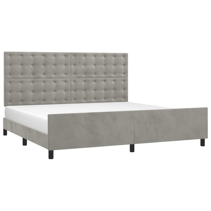 vidaXL - Bedframe - zonder - matras - 200x200 - cm - fluweel - lichtgrijs