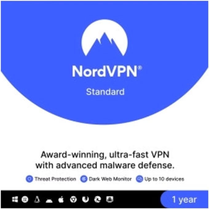 NordVPN | 1 jaar | Onbeperkt online | 10 installaties | Geschikt voor Windows, Mac, Android, iOS